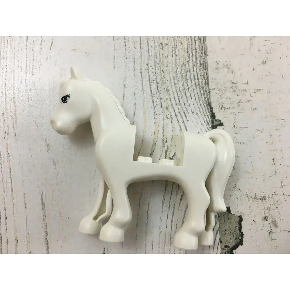 Lego Friends White Horse Pink Bow Blue Eyes Black Eyelashes Animal Minifigure